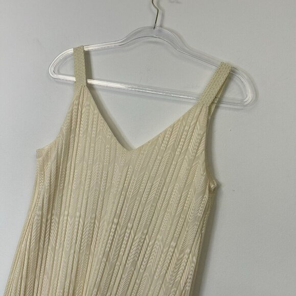 Anthropologie Meadow Rue Ivory Dress Womens Size 6 Pleated Sleeveless Slip - Picture 9 of 9